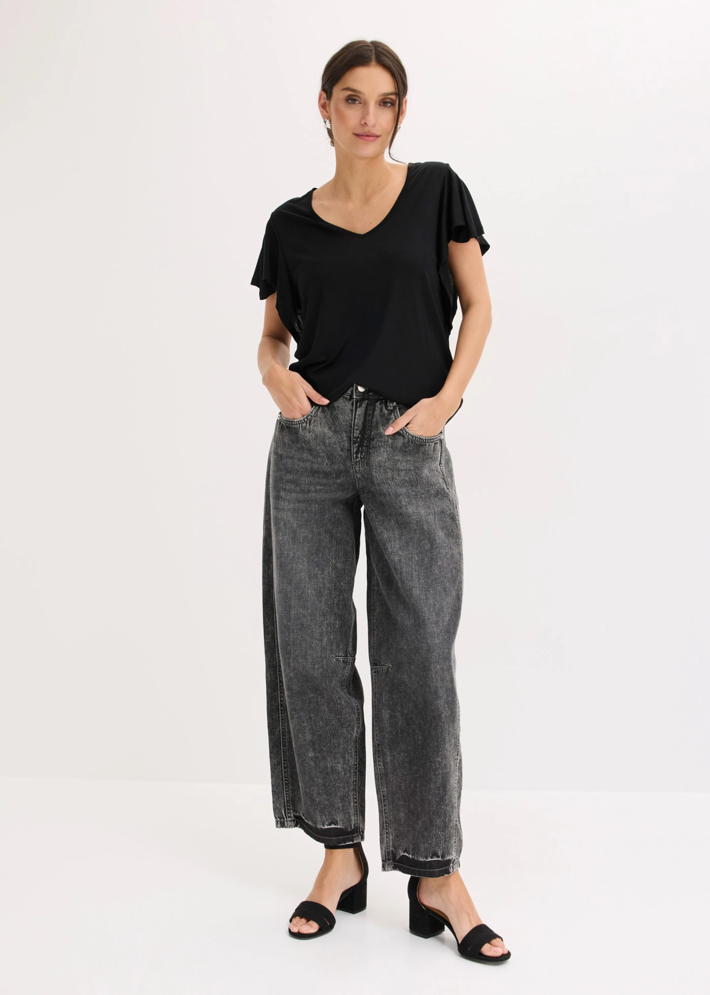 Shirt van zacht viscose • zwart • bonprix online shop