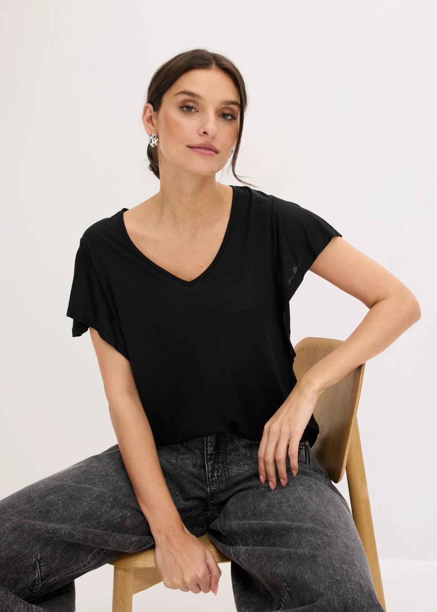 Shirt van zacht viscose • zwart • bonprix online shop