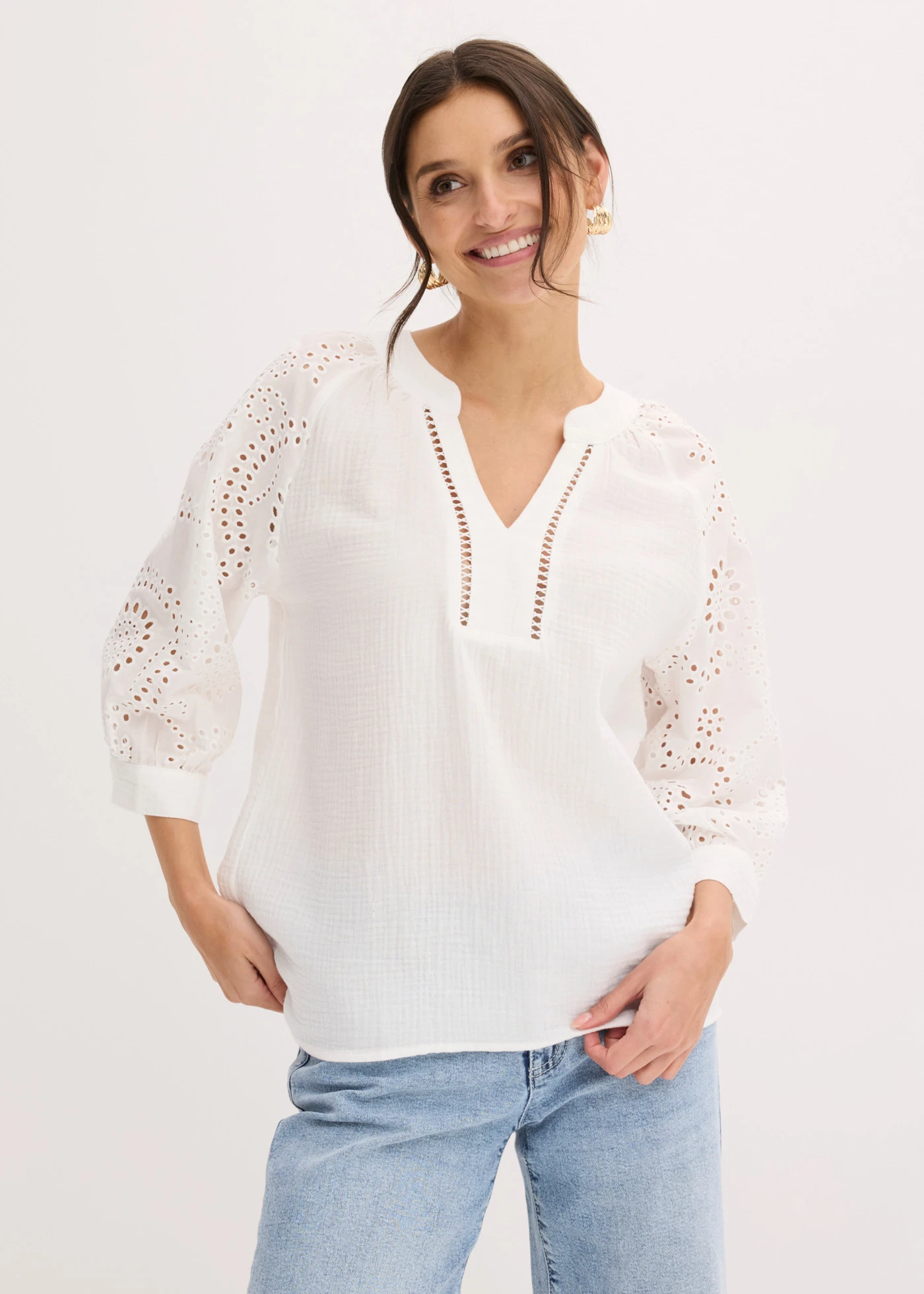 Tuniek van luchtige mousseline • wolwit • bonprix online shop