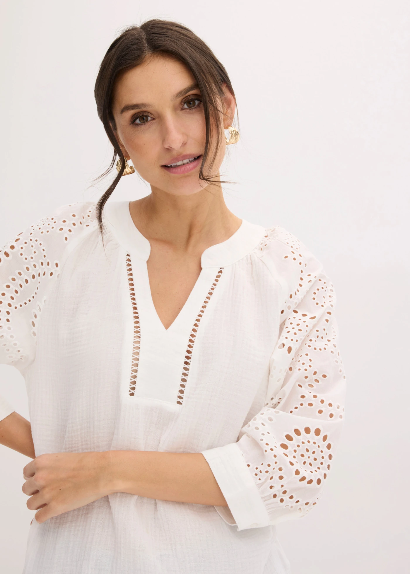 Tuniek van luchtige mousseline • wolwit • bonprix online shop