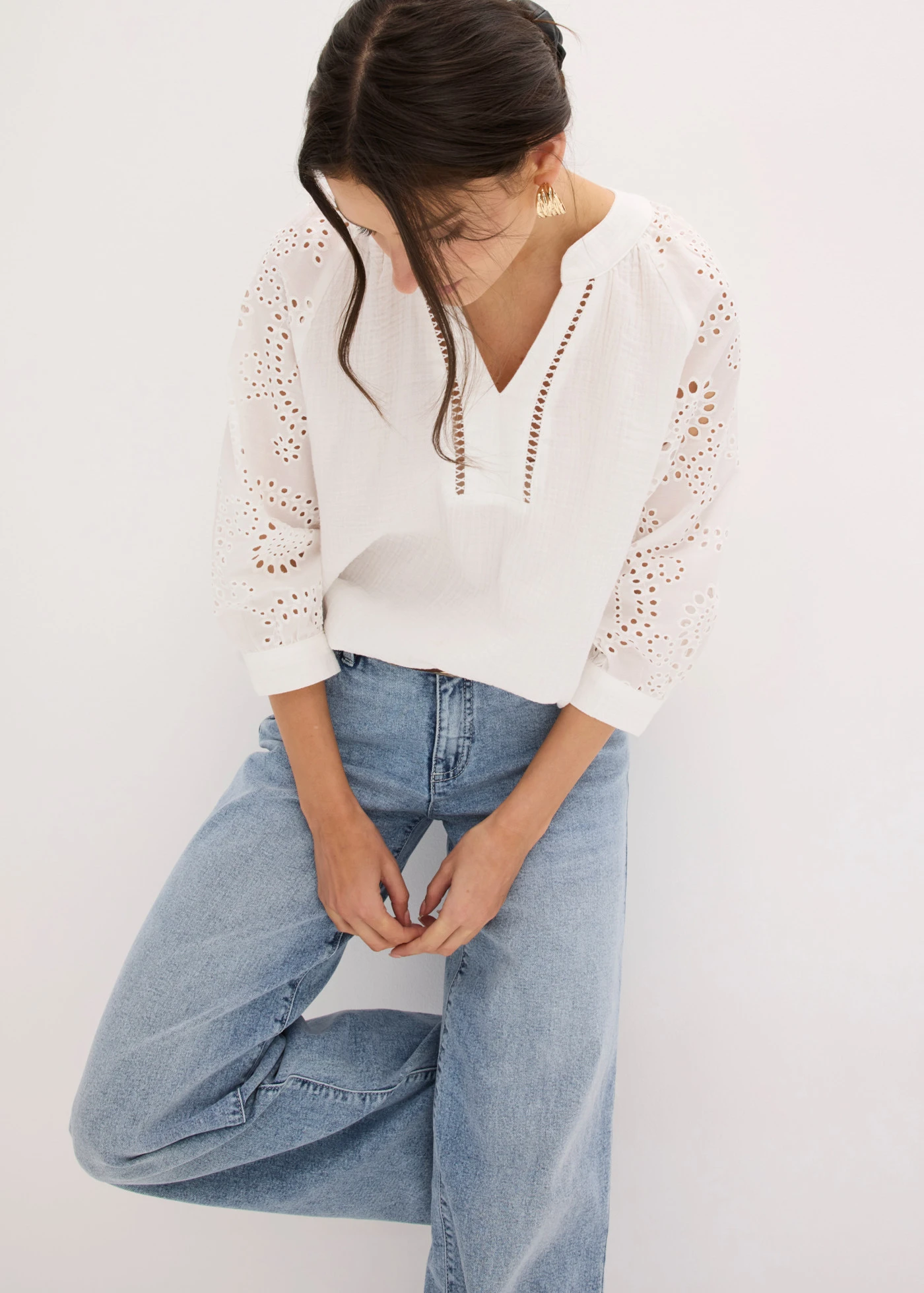 Tuniek van luchtige mousseline • wolwit • bonprix online shop