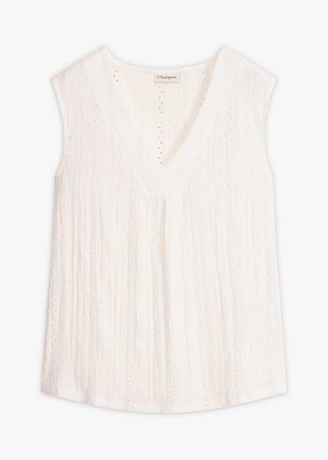 Top met broderie anglaise • wit • bonprix online shop