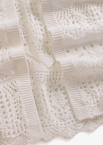 Gilet en maille ajourée • blanc • Boutique bonprix