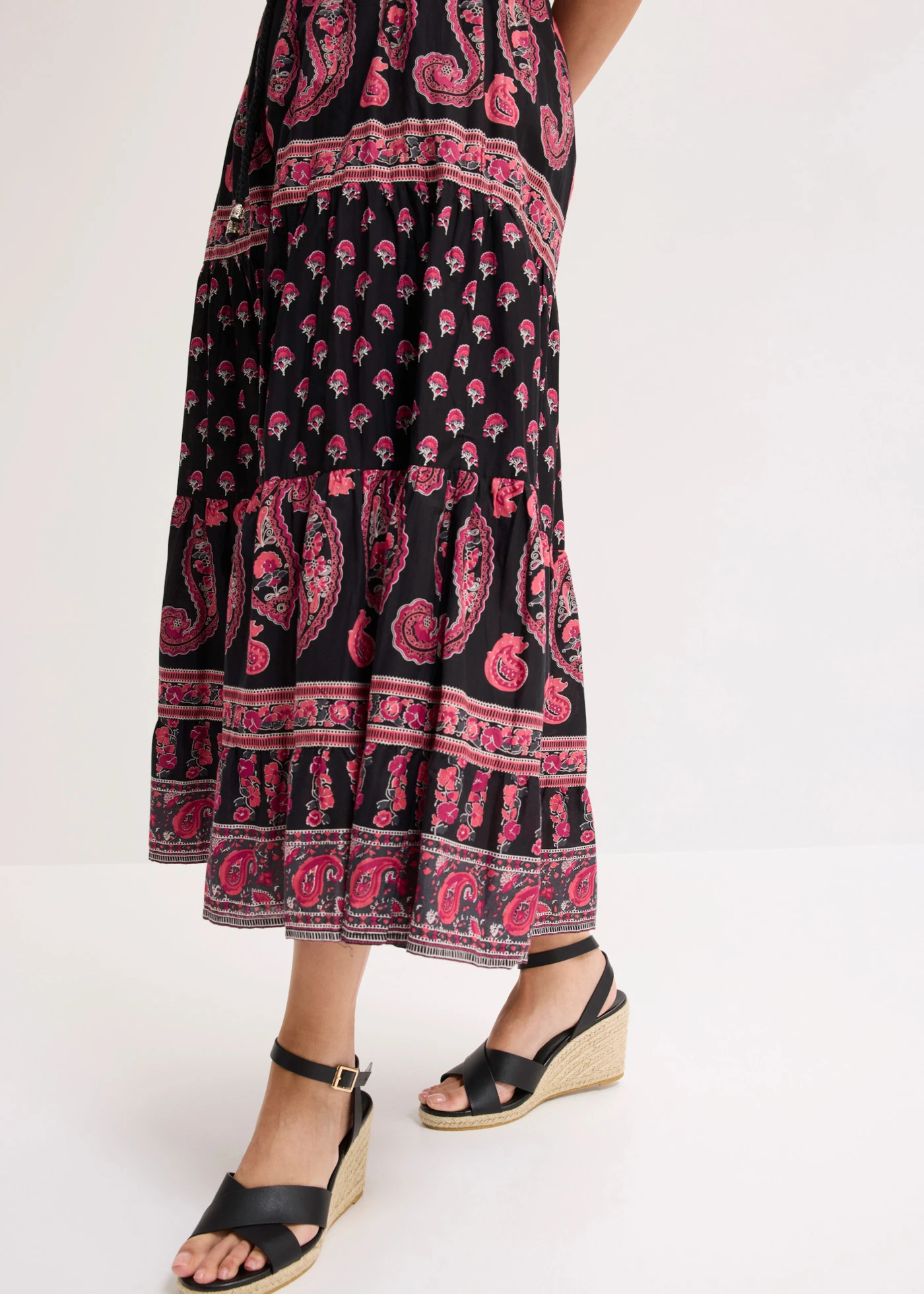 Maxirok van katoen • zwart gedessineerd • bonprix online shop