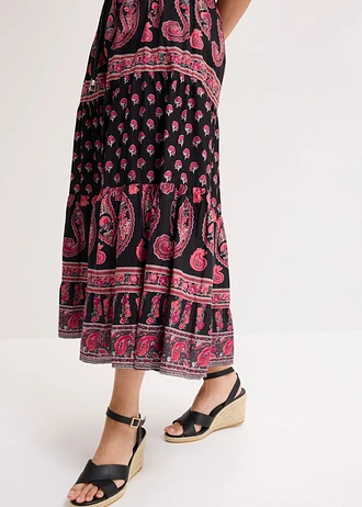 Maxirok van katoen • zwart gedessineerd • bonprix online shop