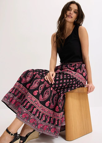 Maxi sukně z čisté bavlny • černá s potiskem • bonprix obchod