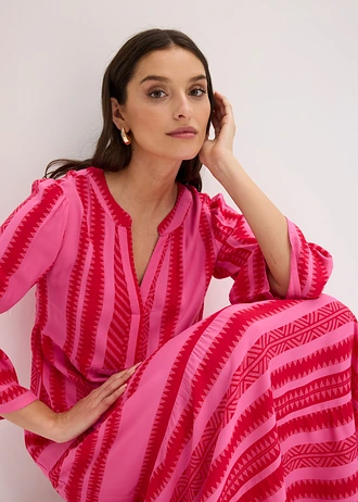 Maxi jurk van soepele viscose • rood/pink met print • bonprix online shop