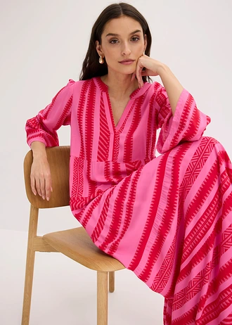 Maxi jurk van soepele viscose • rood/pink met print • bonprix online shop