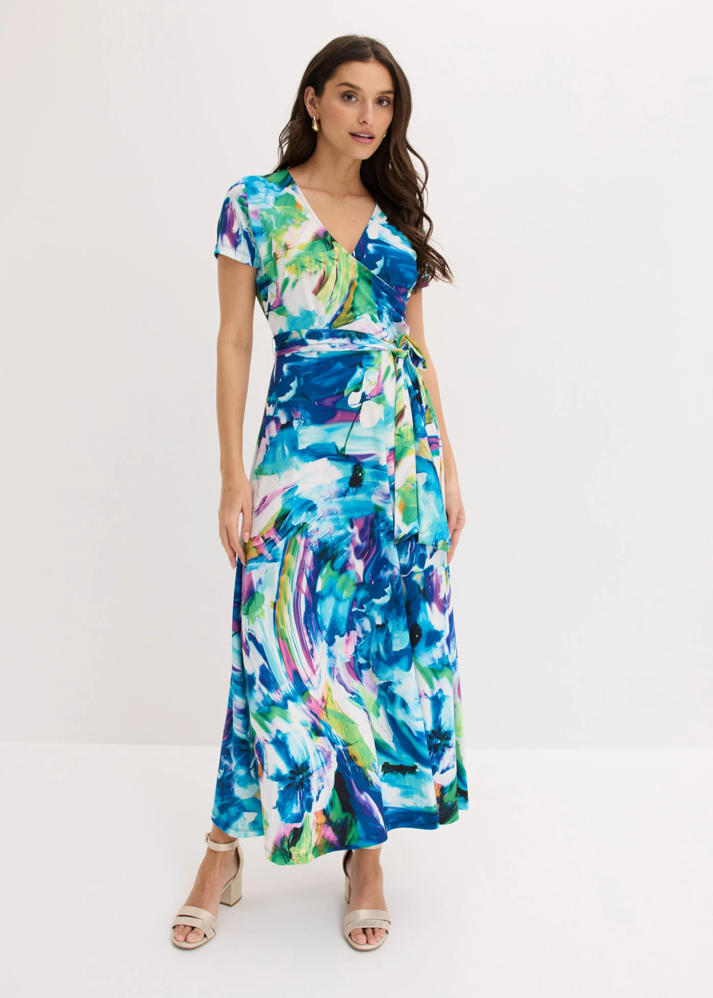 Robe longue • bleu/vert floral • Boutique bonprix