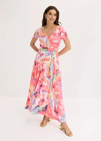 Maxi jurk, Kleur: pink-paars gebloemd