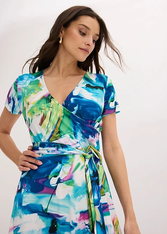 Robe longue • bleu/vert floral • Boutique bonprix
