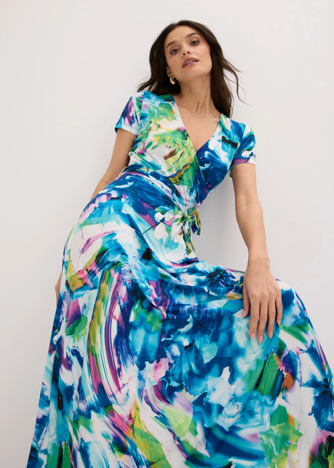 Robe longue • bleu/vert floral • Boutique bonprix