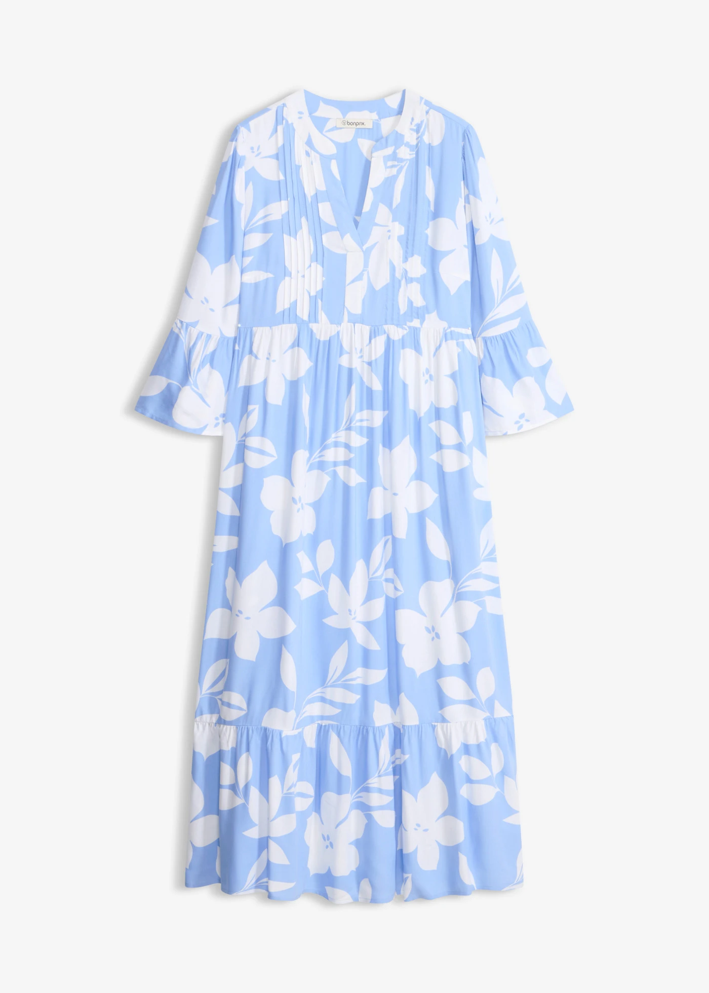 Maxi jurk van soepele viscose • middenblauw/wit gebloemd • bonprix online shop