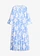 Robe longue en viscose fluide, Couleur: bleu moyen-blanc floral