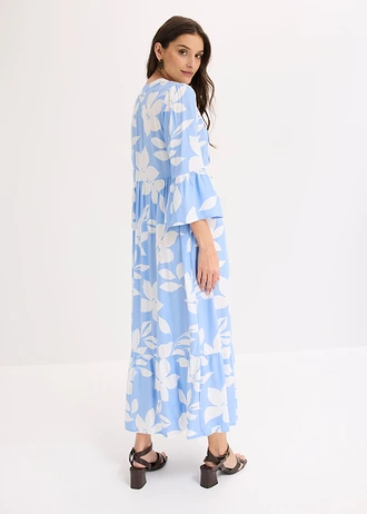 Maxi jurk van soepele viscose • middenblauw/wit gebloemd • bonprix online shop