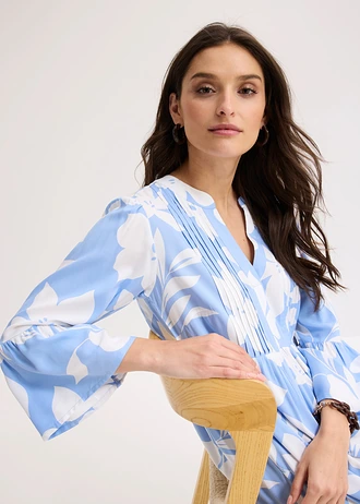 Maxi jurk van soepele viscose • middenblauw/wit gebloemd • bonprix online shop