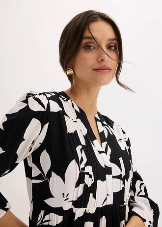 Maxi jurk van soepele viscose • zwart-wit gebloemd • bonprix online shop