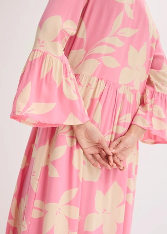 Maxi jurk van soepele viscose • felroze-lichtsand gebloemd • bonprix online shop