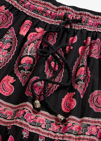 Maxirok van katoen • zwart gedessineerd • bonprix online shop