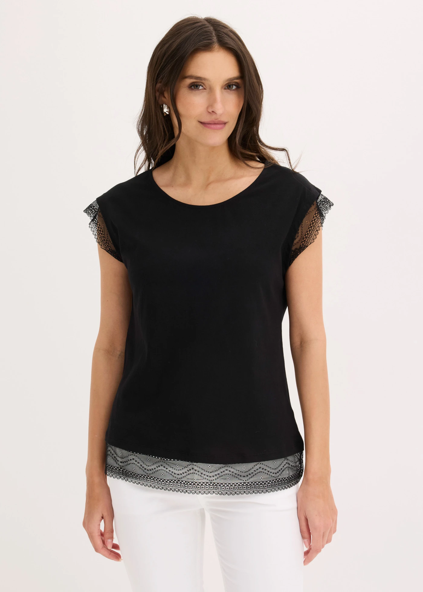Boxy póló pamutból • fekete • bonprix áruház