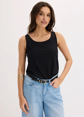 Tanktop van katoen, Kleur: zwart