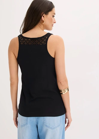 Bawełniany tank top, kolor: czarny