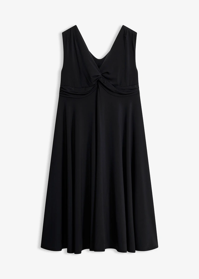 Robe en jersey avec décolleté en V, Couleur: noir