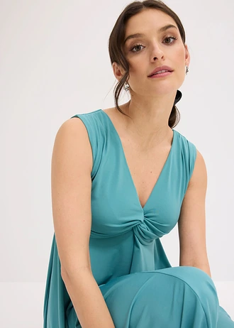 Rochie din tricot cu decolteu în V • turcoaz-cobalt mat • magazin bonprix