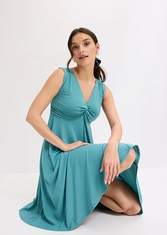 Robe en jersey avec décolleté en V • cobalt turquoise mat • Boutique bonprix