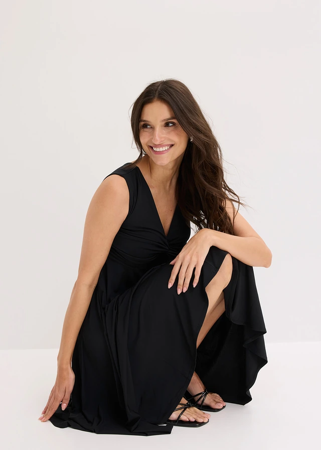 Robe en jersey avec décolleté en V • noir • product-page.page-title-suffix