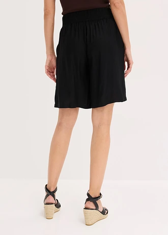 Bermuda van viscose met strikceintuur • zwart • bonprix online shop