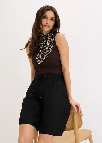 Bermuda van viscose met strikceintuur • zwart • bonprix online shop