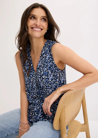 Top van viscose-mix • blauw gebloemd • bonprix online shop