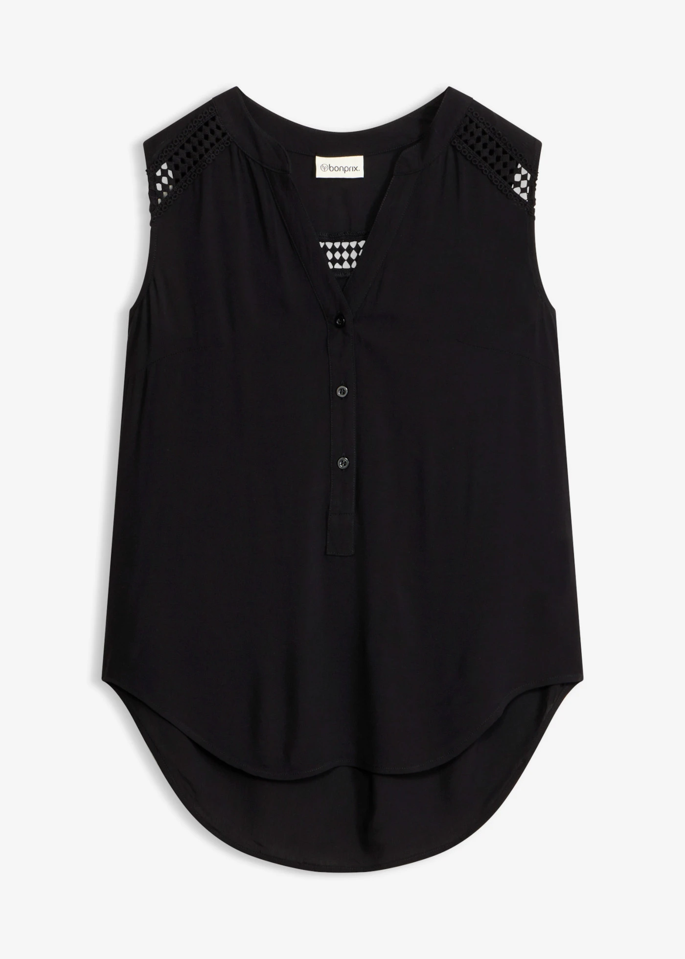 Blousetop van pure viscose • zwart • bonprix online shop