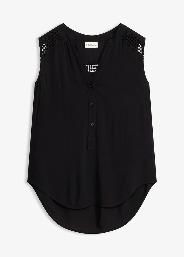 Blousetop van pure viscose • zwart • bonprix online shop