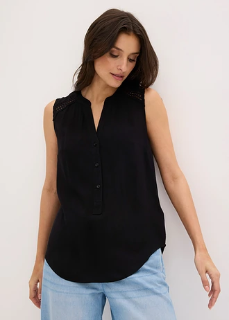 Blousetop van pure viscose • zwart • bonprix online shop