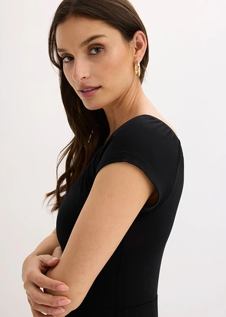 Robe longue en viscose extensible • noir • Boutique bonprix