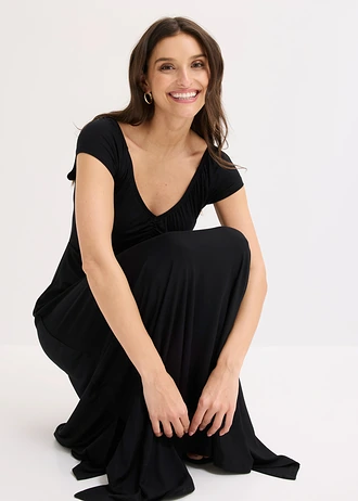 Robe longue en viscose extensible • noir • Boutique bonprix