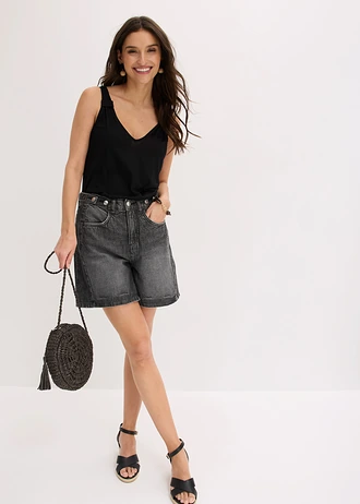 Top en jersey 100% viscose, Couleur: noir