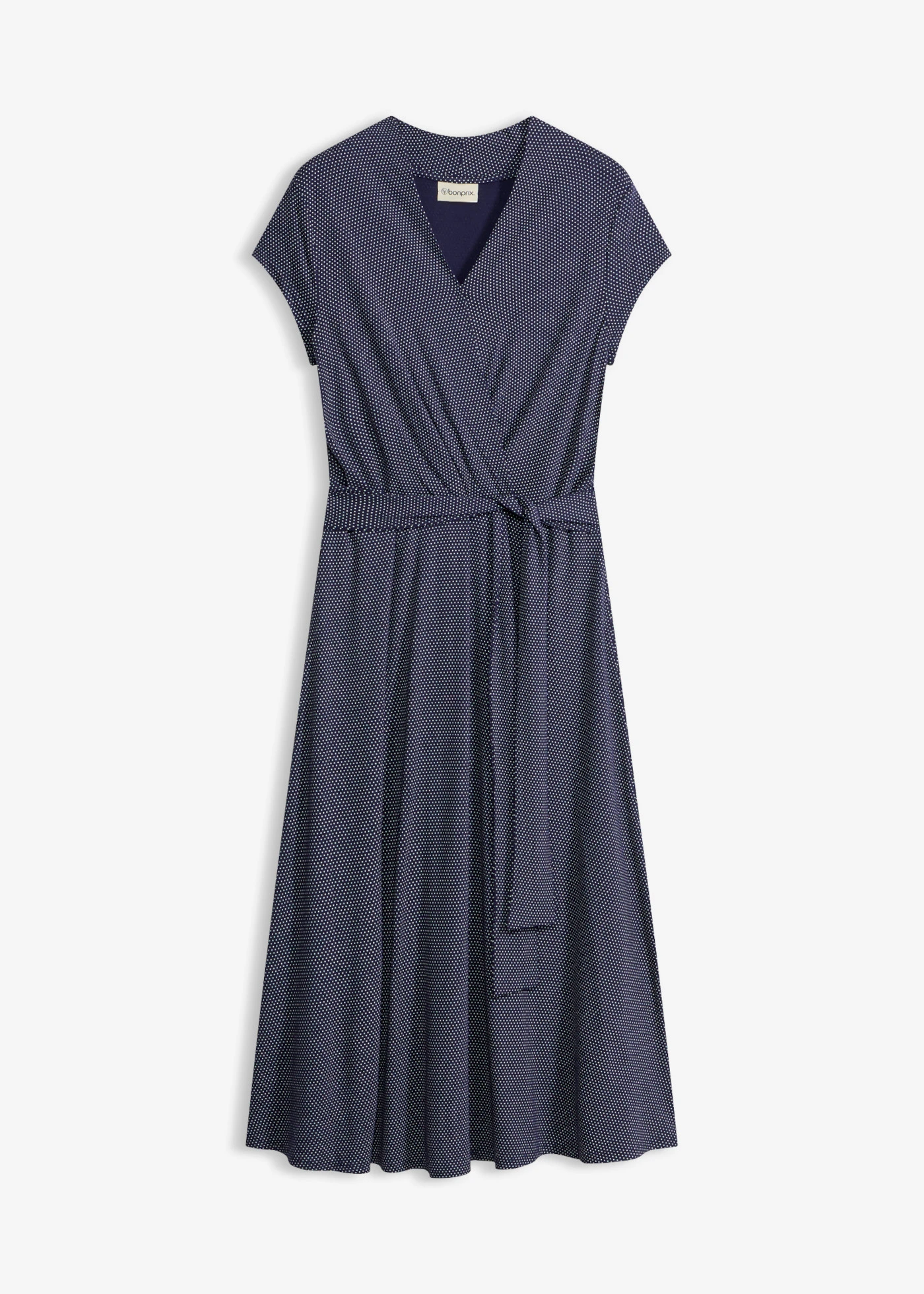 Midi jurk in een viscosemix • donkerblauw-wit gestippeld • bonprix online shop