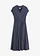 Robe midi en viscose extensible, Couleur: bleu foncé pois blanc