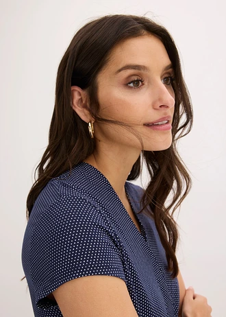 Midi jurk in een viscosemix • donkerblauw-wit gestippeld • bonprix online shop