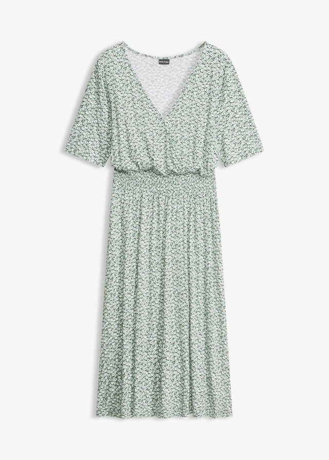 Jersey jurk in een viscosemix • pastelgroen gebloemd • bonprix online shop