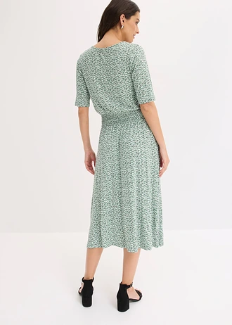 Jersey jurk in een viscosemix, Kleur: pastelgroen gebloemd