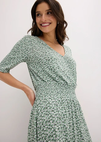 Jersey jurk in een viscosemix • pastelgroen gebloemd • bonprix online shop