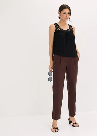 Top in een viscosemix, Kleur: zwart