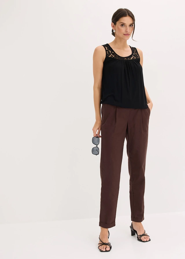 Top in een viscosemix, Kleur: zwart
