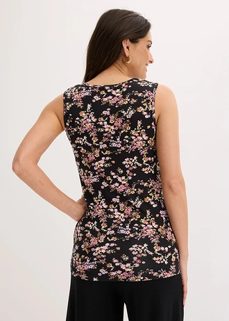 Top in een viscosemix, Kleur: zwart gebloemd