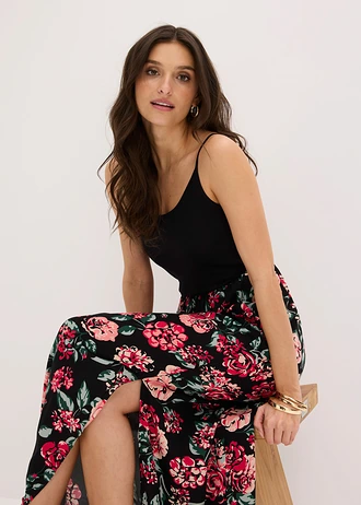 Maxi jurk met viscose • zwart gebloemd • bonprix online shop