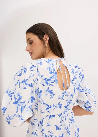 Minišaty z čisté bavlny • bílo-světle modrá s květy • bonprix obchod